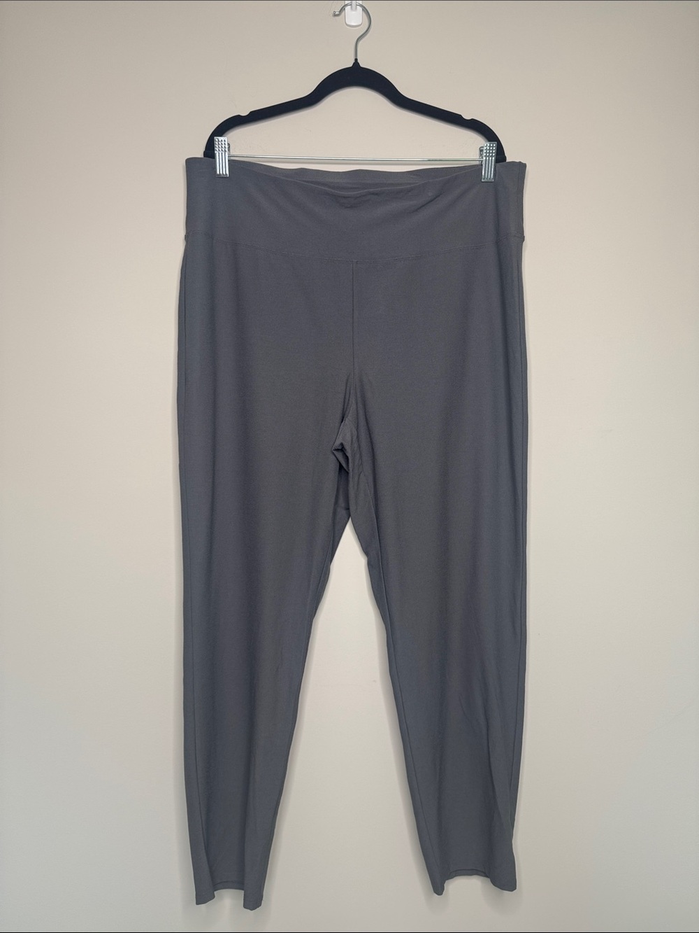 Eileen Fisher Slate Gray Stretch Leggings Minimalist Quiet Luxury Size XL